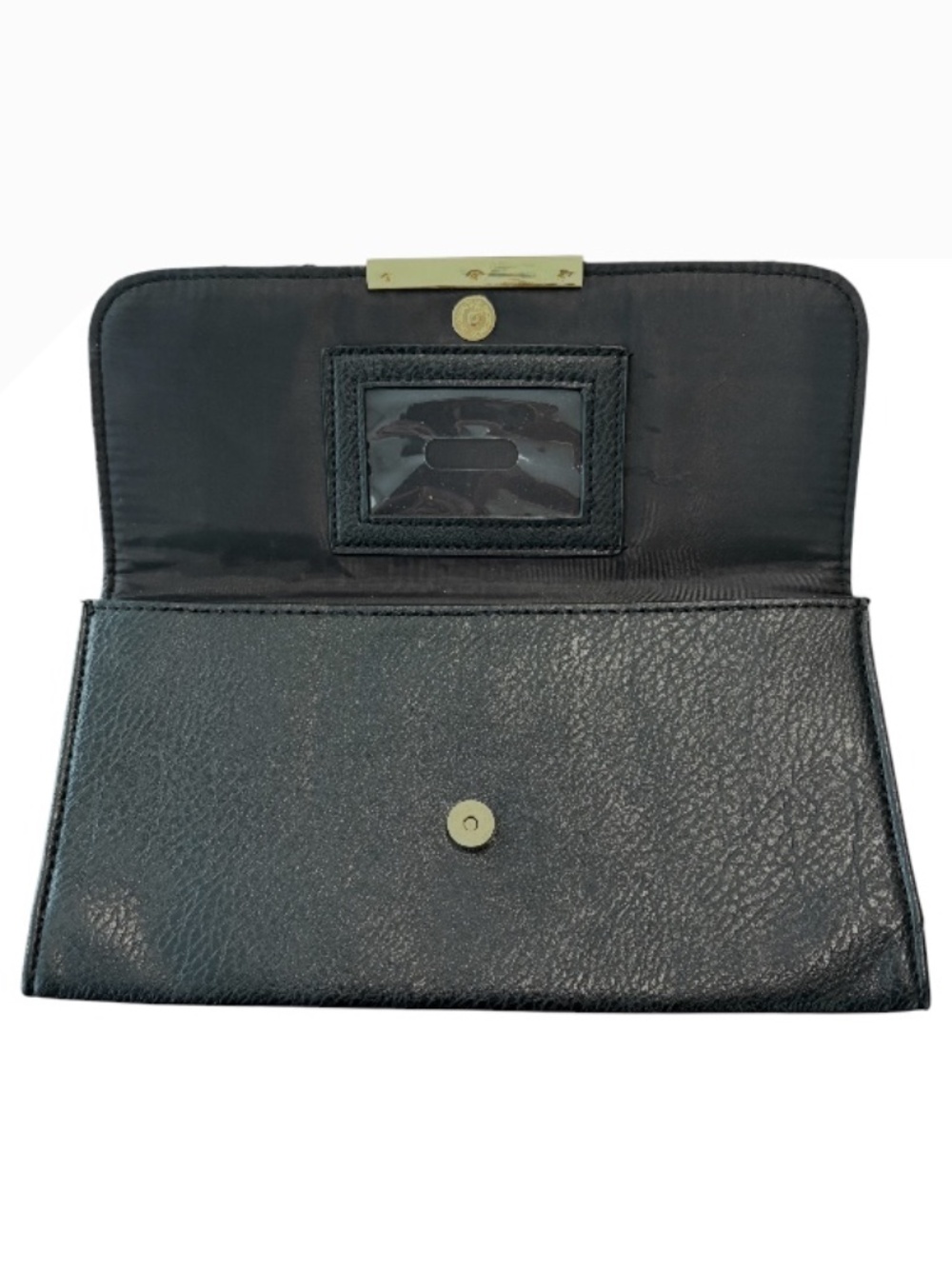 GUESS Cleopatra Black Chevron Quilted Faux Leather Flap Clutch Wallet Bag - Picture 4 of 6